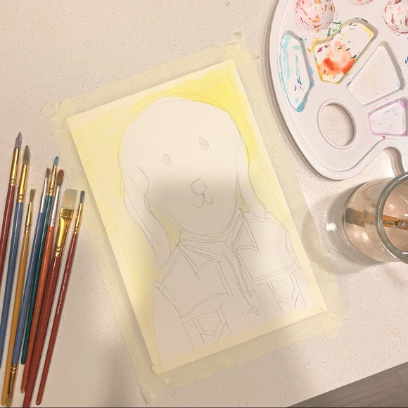 Hipster Dog Jacket ORIGINAL Watercolor Painting - Picture 3 of 13